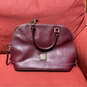 Dooney & Bourke Maroon Satchel with Gold-tone Hardware